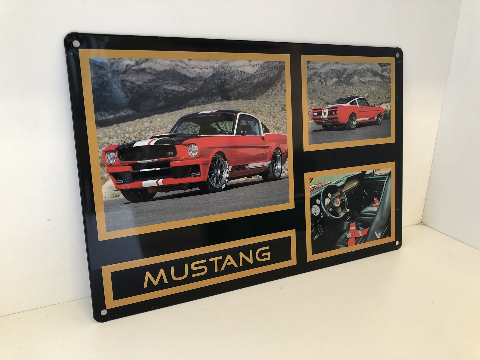 Red Mustang - Black Bkgrnd20CM X 30CM Metal Sign